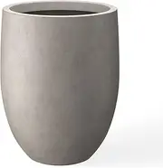 Kante 21.7" H Weathered Concrete Tall Planter, Large Outdoor Indoor Decorative Pot with Drainage Hole and Rubber Plug, Modern Round Taper Style for Home and Garden