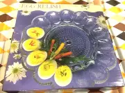 1980's Indiana Glass Crystal Egg Relish Serving Tray Plate Dish 11" Vintage +box