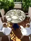 Round Agate Stone Coffee Table – Luxury Gemstone Corner Table – Handmade Accent