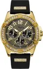 GUESS Stainless Steel Gold-Tone Crystal Embellished Bracelet Watch with Day