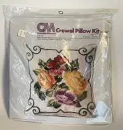 Vtg Columbia-Minerva Erica Wilson Crewel Pillow Kit "Roses" 14"x14" 7694 NEW