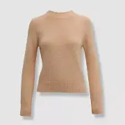 $515 Dries Van Noten Women's Orange Alpaca/Wool Rib-Knit Crewneck Sweater Size S