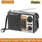 VIKEFON Wireless Bluetooth Speaker LED Flashlight FM AM SW Radio Solar Charging