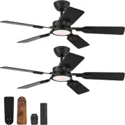 2 Pack Ceiling Fans with Lights, 42 Inch Ceiling Fan and Remote with 5 Blades, 6