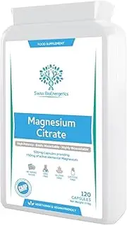 Magnesium Citrate 500mg 120 Capsules - Providing 150mg of Active Elemental Magnesium - High Potency - Easily Absorbable - Highly Bioavailable - Uk Manufactured