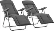 Garden Chair Folding Garden Chairs with Cushions 2 pcs Grey Patio Seating