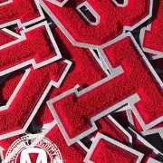 Scarlet Red/Grey 6" Chenille Varsity Letter Patches (A-Z) MADE IN USA