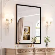 Black Framed Mirror, 28X36 Inch Matte Black Wall Mirror for Bathroom, Rectangula