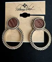 Patricia Nash Twisted Hoop Lether Embellished Earrings
