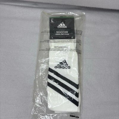 Adidas Socks L White Mundial Zone Cushion Soccer Climalite Futbol