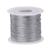 Metallic Cord 1mm 109 Yards Tinsel Rope Thread String, Silver
