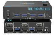 8K HDMI KVM Switch 2 Monitors 2 Computers 8K@60Hz 4K@144Hz, MLEEDA USB 3.0 Du...