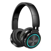 B12 Foldable bluetooth 5.0 Headphone RGB Light Strong Bass Volume Control Headset With Mic for Mobile Phones BLACK COLOR