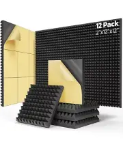 12 Pack Pyramid Sound Proof Foam Panels with Self-Adhesive +2 extras