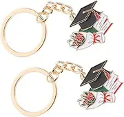2Pcs Graduation Keychains with Bachelor Cap Design Keyrings for Bags and Keys Graduation Party present and Decoration for Students