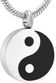 [WANFJ] Cremation Jewelry Tai Chi Yin-Yang Fish Design Bring Transport and Good Luck Stainless Steel Pendant Necklace Cremation Ashe Urns Jewelry Keepsake