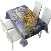 Wild Animal Art White and Orange Tigers Tablecloth
