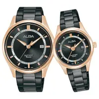 在飛比找ETMall東森購物網優惠-ALBA 雅柏 經典都會時尚對錶/黑X玫瑰金 (VJ42-X
