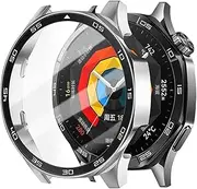 BWAD PC Case for Huawei Watch GT4 5 Full Coverage 46MM Cover Bumper Shell Screen Protector for Huawei Watch GT5 Pro Watch Cases(Silver,GT5 46mm)