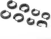 [Jovivi] 4pairs Small Black Huggie Hoop Earrings Mens Womens Hypoallergenic Stainless Steel Sleeper Hoops Huggie Hinged Helix Cartilage Ear Lobe Stud Earrings Piercing Jewellery (7/9mm)