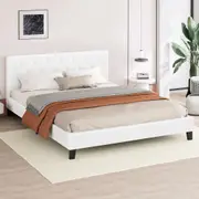 ALFORDSON Bed Frame Wooden Base Platform Leather White - Double Size