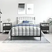 Black Bedside Nightstand Set: Wooden End Tables for Bedroom, Living Room Furniture with Storage Drawers and Compact Night Stands (2 pcs, 40x42x56 cm)