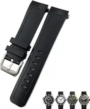 [FULNES] 22mm Fluorine Rubber Watch Strap Soft Black Blue Watch Bands for IWC AQUATIMER FAMILY for Men Bracelet