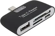 ASHATA USB C SD Card Reader, Memory Card Reader USB 3.1 Type-C to 3.0 OTG ABS+Aluminum Alloy Hub Adapter, with Lanyard Hole, Port, TF Slot, and Micro-USB Power Port