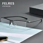 Men Titanium Alloy Anti Blue Light Reading Glasses Business Half Frame Glasses