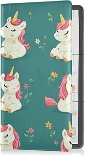 [Caihoyu] Premium Leather Car Registration and Insurance Holder Men Women Document Wallet for Documents, Cards, License Cartoon Cute Unicorns