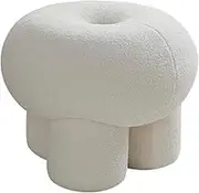 Footrest for Couch Japanese Style Round Floor Ottoman, Living Room Creative Guest Rest Stool, Practical Low Stool, Home Decoration(White)