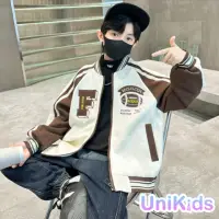 在飛比找momo購物網優惠-【UniKids】現貨 中大童長袖棒球服外套 美式撞色復古夾