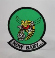 Embroidered Military Patch - NOW BABY - F-14 Tomcat US Navy - 3.5" x 3" NEW