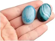 Acxico 2Pcs Blue Onyx Palm Stone Worry Gemstone Thumb Chakra Healing Cabochon