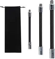LEONTOOL 3Pcs Flexible Extension Bar Set 1/2-Inch 1/4-Inch 3/8-Inch Drive Flexible Socket Extension Bars Flexible Socket Extension Cables, Metal Extensions with Flexible Shafts Hand Tool Set
