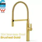 Brushed Gold Round Pull Out Sprayer Spout Kitchen Mixer Sink Tap Laundry Faucet