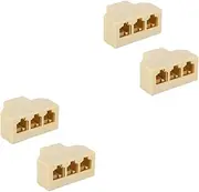 2sets Telephone Line Adapter Male Adapter Telephone Telephones Landline Socket Telephone Cord Telephone Plug Adapter Telephone Wall Separator Rj11 Splitter Pure Copper Beige 2pcs*2