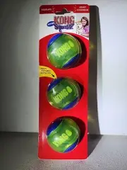 KONG Squeezz Action Ball MEDIUM Blue 3-Pack – Squeaky Dog Fetch Toy