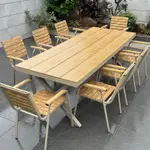 户外塑木桌椅别墅庭院简约现代室外防雨休闲桌椅防水防晒铝合金桌