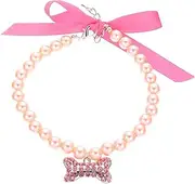 PEPLAYTAL Adorable Pet Dog Pearl Necklace Puppy Pearl Collar for Cats Kitten Neck Ornament Decorative Pet Supply