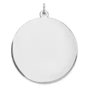Sterling Silver Rhod-Plated Eng. Rnd Polish Front/Back Disc Charm