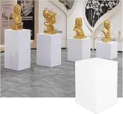 Square Pedestal Stands, Cube Pillars Event Decoration, Props Stand Base for Wedding Sculpture Dessert Table Showing, Strong Load-Bearing(White,30x30x40cm)