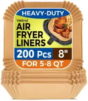 Air Fryer Paper Liners, 200pcs Air Fryer Liners Disposable, 8" Square Baking ...