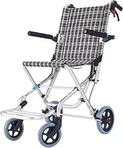 Lightweight Aluminium Wheelchair, Folding Transport Chair with Foot Rests Foldable Wheel Chair for Travel and Storage 8-Inch Wheels