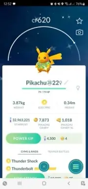 Shiny Pikachu ( Green Fruit Shirt ) Pokemon Trade Go