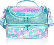 Kids Double Decker Cooler Insulated Lunch Bag Large Tote for Boys, Girls, Men, Women, with Adjustable Strap, Mermaid, G0519