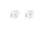 2PK Goobay Wall Charger Adapter ANZ 30W USB-C PD USB-A For Apple Samsung White