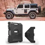 SHEAM Door Hinge Gasoline Container and Mount Set 2.5 Gallon9L Gas Pack and Bracket Fuel Tank with Snapin Spout Backup Petrol Water Storage Can Portable Compatible with Wrangler JK JL JT Black(1