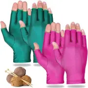 2 Pairs Craft Gloves Knitting Gloves for Quilting Hands Compression Fingerless P