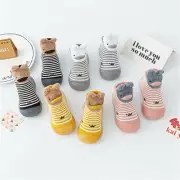 Toddler Baby Cartoon Animals Non-slip Prewalkers Elastic Striped Socks Shoes